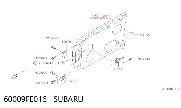 Porta dianteira esquerda 60009FE016 Subaru