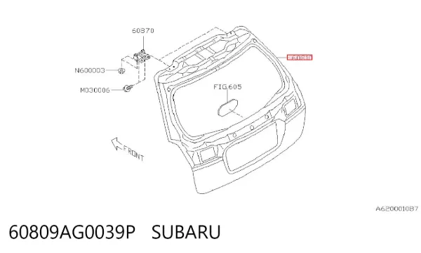 Porta traseira (3ª/5ª porta-malas (tampa de alcapão) 60809AG0039P Subaru