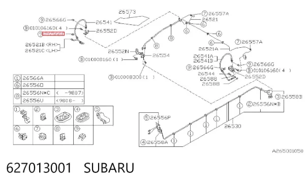 Braçadeira de fixação do freio de mangueira 627013001 Subaru