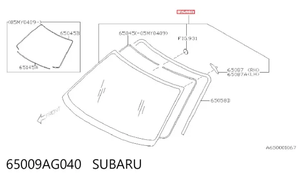 Pára-brisas 65009AG040 Subaru