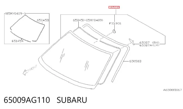 Pára-brisas 65009AG110 Subaru