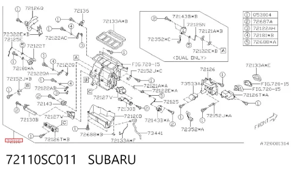 Caixa de forno montado 72110SC011 Subaru