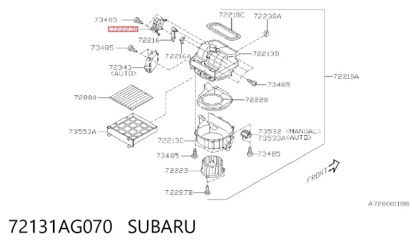 Acionamento de comporta de forno 72131AG070 Subaru