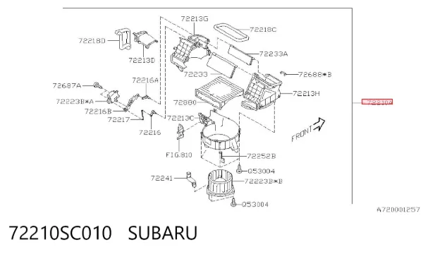 Caixa de ventilador de forno (de aquecedor de salão), montada 72210SC010 Subaru
