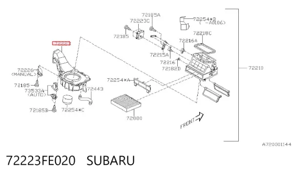 Motor de ventilador de forno (de aquecedor de salão) 72223FE020 Subaru