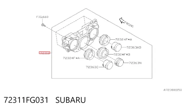 Unidade de controlo dos modos de aquecimento/condicionamento 72311FG031 Subaru