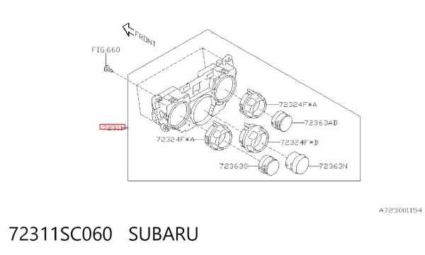 Unidade de controlo dos modos de aquecimento/condicionamento 72311SC060 Subaru