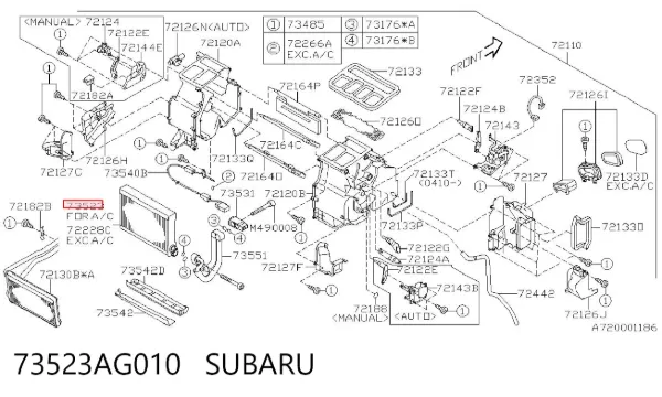 Vaporizador de aparelho de ar condicionado Subaru Outback III