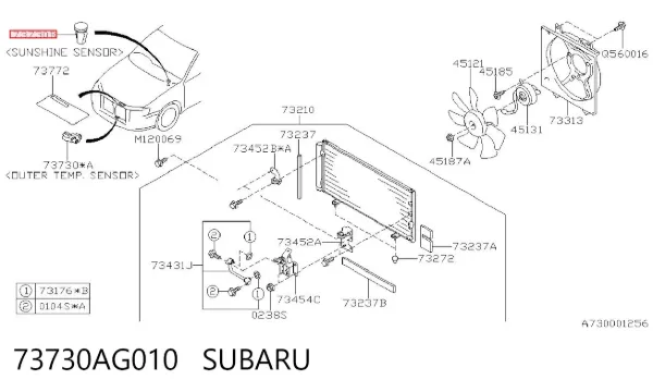 Sensor de temperatura de ar no salão 73730AG010 Subaru