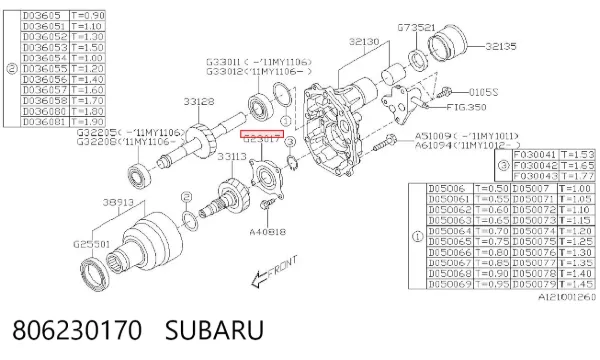 Rolamento da árvore primária da Caixa de Mudança Subaru Forester I