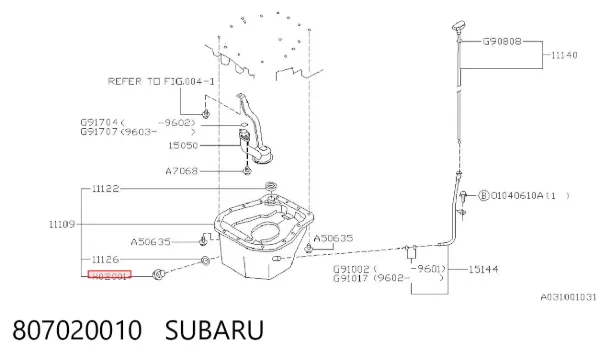 Tampão de panela de motor 807020010 Subaru