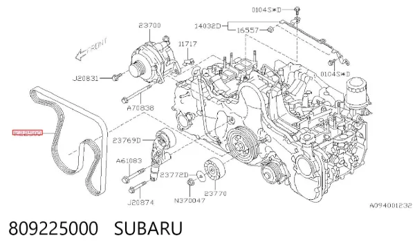 Correia dos conjuntos de transmissão 809225000 Subaru