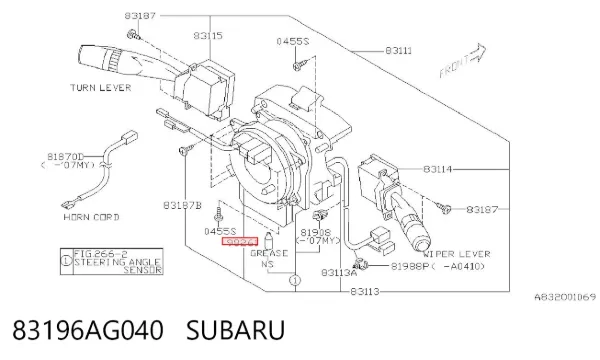 Anel AIRBAG de contato, cabo plano do volante 83196AG040 Subaru