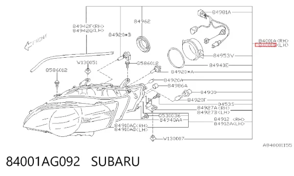 Luz esquerda 84001AG092 Subaru