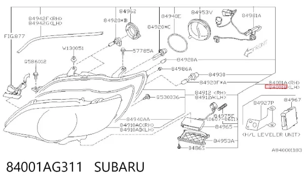 Luz esquerda 84001AG311 Subaru