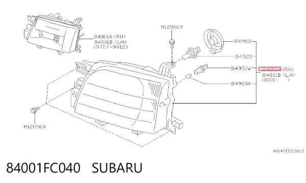 Luz direita Subaru Forester I