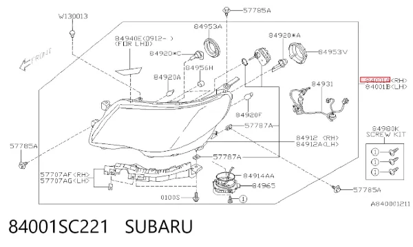 Luz direita 84001SC221 Subaru