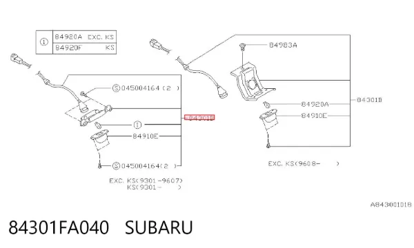 Lanterna da luz de fundo de matrícula traseira 84301FA040 Subaru