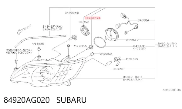 Lâmpada halógena 84920AG020 Subaru