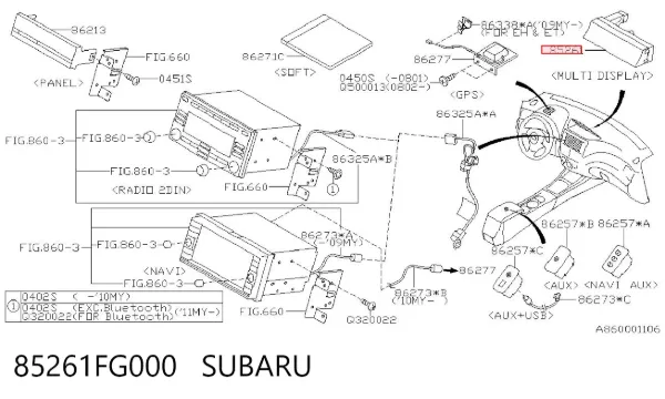 Mostrador multifuncional 85261FG000 Subaru