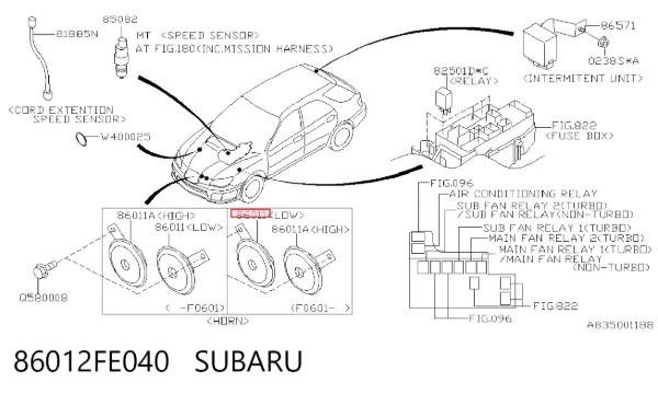 Sinal sonoro (cláxon) Subaru Impreza III