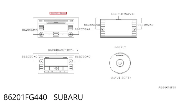 Aparelhagem de som (rádio AM/FM) 86201FG440 Subaru
