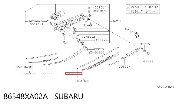 Elástico da escova de limpador pára-brisas de condutor 86548XA02A Subaru