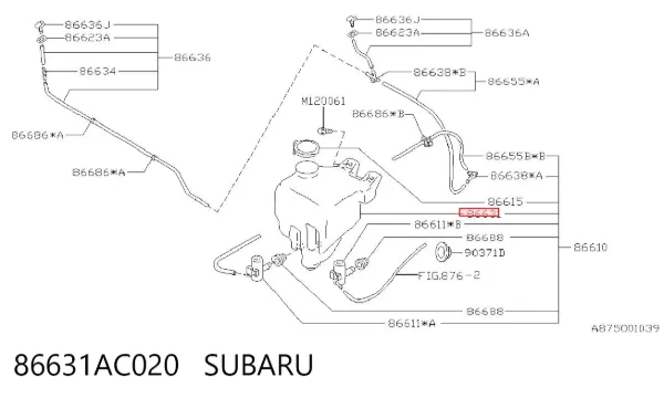 Tanque de fluido para lavador de vidro Subaru Impreza II