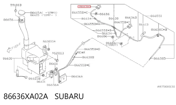 Injetor de fluido para lavador da luz dianteira 86636XA02A Subaru
