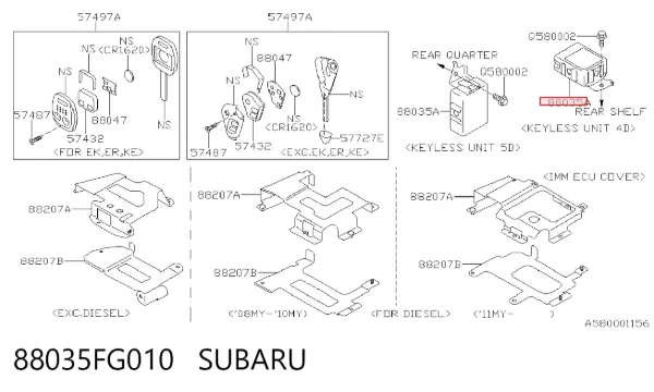 Unidade de controlo do fecho central 88035FG010 Subaru