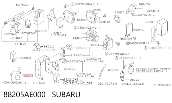 Módulo de direção (Centralina eletrônica) de imobilizador 88205AE000 Subaru