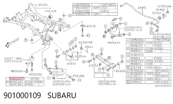 Bomba de água (bomba) de esfriamento 901000109 Subaru