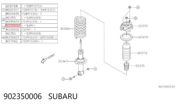 Rolamento de cubo traseiro 902350006 Subaru