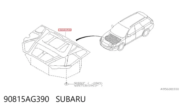 Isolamento de ruído da capota 90815AG390 Subaru