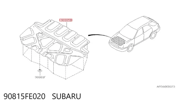 Isolamento de ruído da capota 90815FE020 Subaru