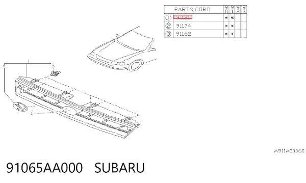 Grelha do radiador Subaru Legacy I