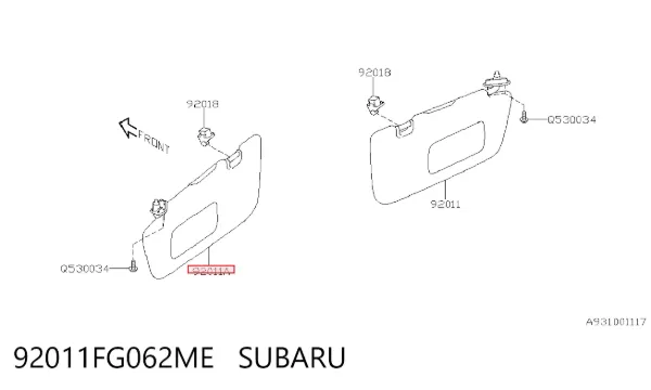 Pala contra o sol 92011FG062ME Subaru