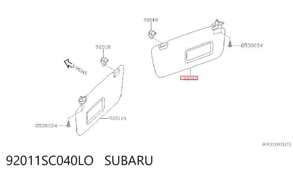 Pala contra o sol Subaru Forester III