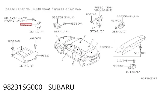 Sensor AIRBAG dianteiro 98231SG000 Subaru