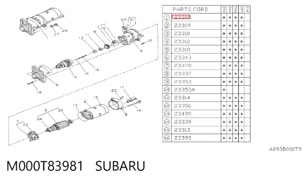 Motor de arranco M000T83981 Subaru