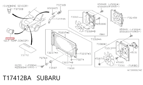 Sensor de temperatura do meio ambiente T17412BA Subaru