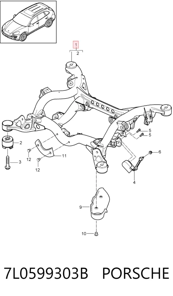 Viga de suspensão traseira (plataforma veicular) Porsche Cayenne II