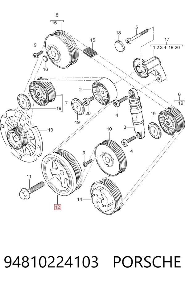 Polia de cambota Porsche Cayenne 955