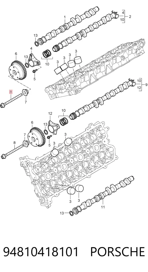 Parafuso de cabeça de motor (CBC) 94810418101 Porsche