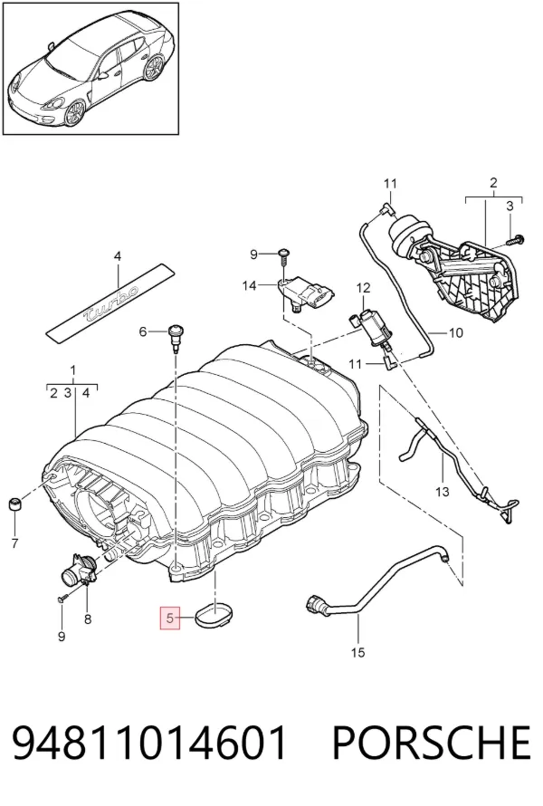 Vedante de tubo coletor de admissão 94811014601 Porsche