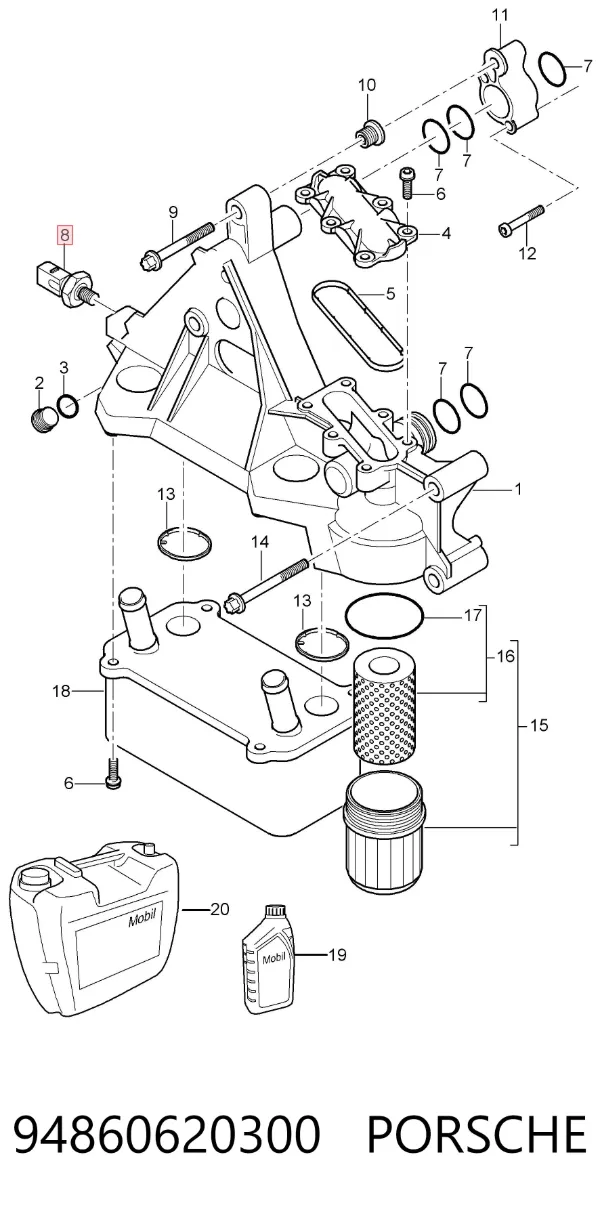 Sensor de pressão de óleo 94860620300 Porsche