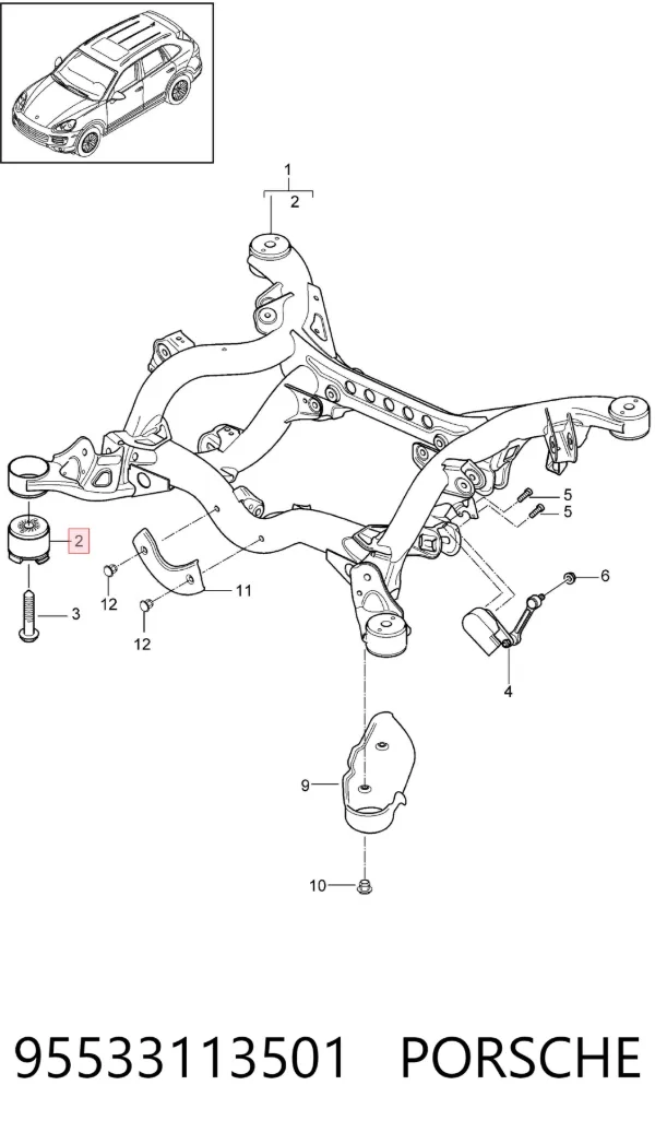 Bloco silencioso (coxim) de viga dianteira (de plataforma veicular) 95533113501 Porsche