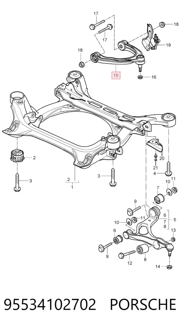 Braço oscilante superior esquerdo/direito de suspensão dianteira 95534102702 Porsche