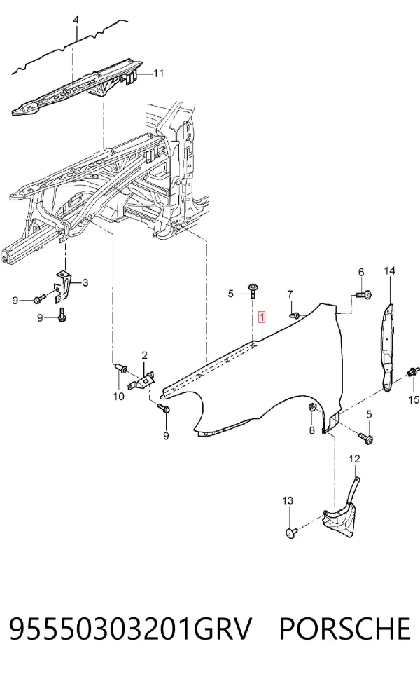 Pára-lama dianteiro direito Porsche Cayenne 955