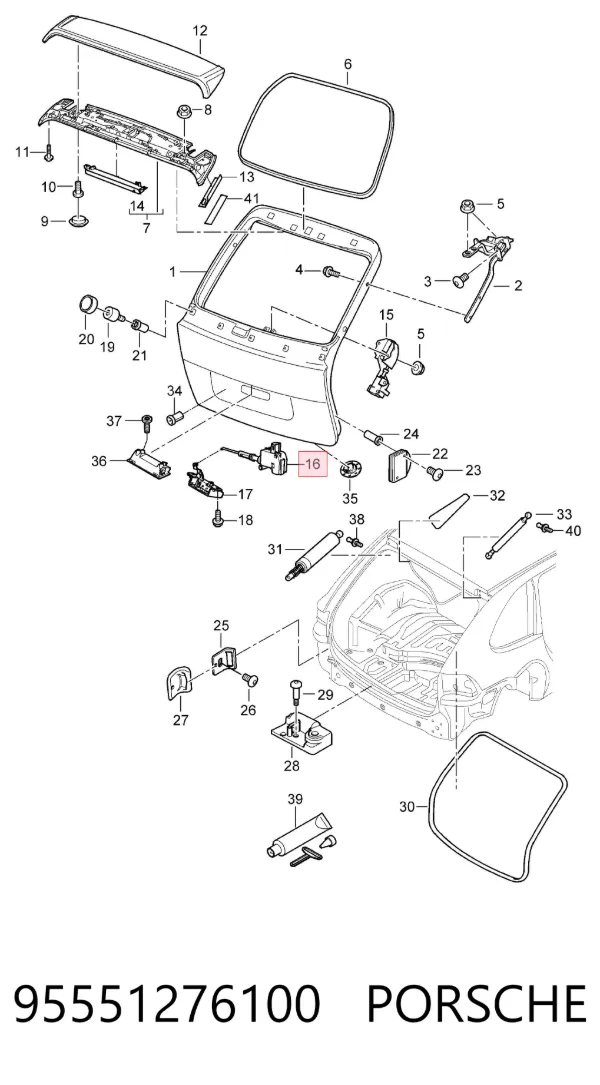 Motor acionador de abertura/fechamento de porta-malas (de 3ª/5ª porta traseira) 95551276100 Porsche